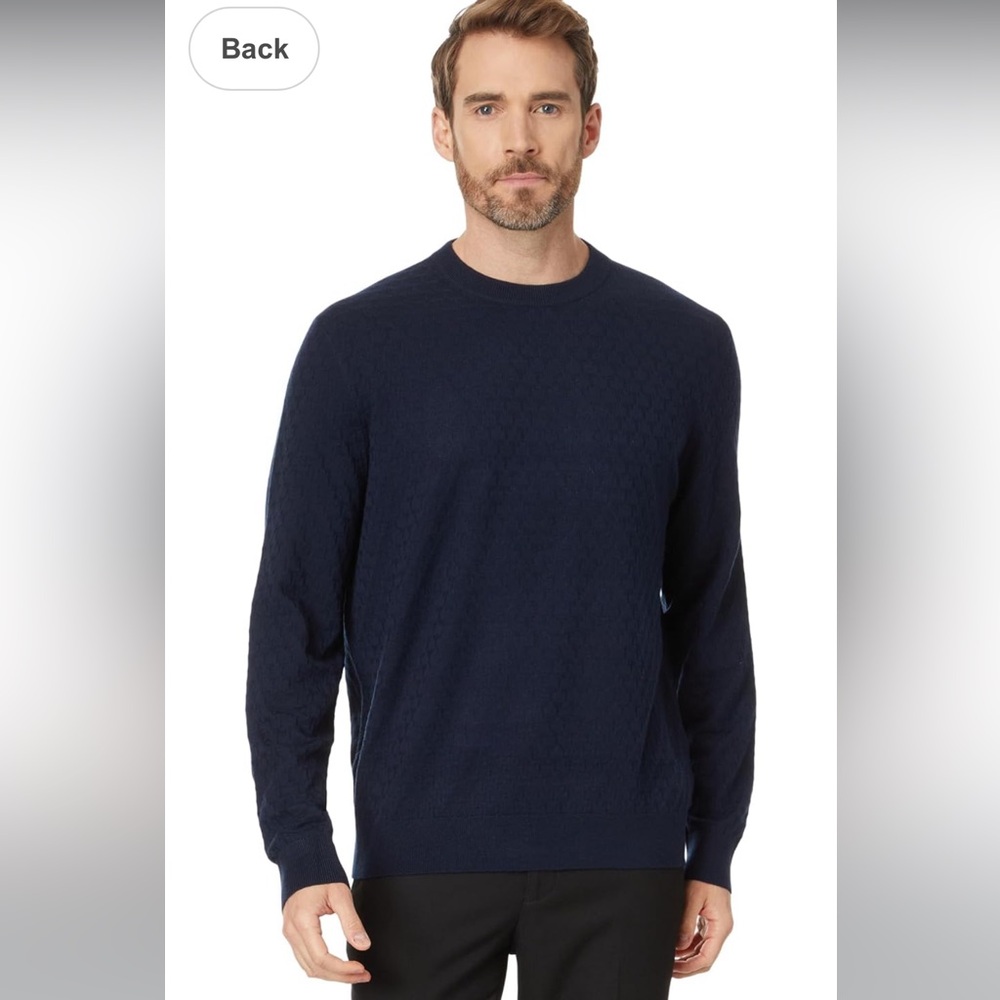 Ted Baker Monroe Textured Wool Blend Sweater in Navy Blue size 2